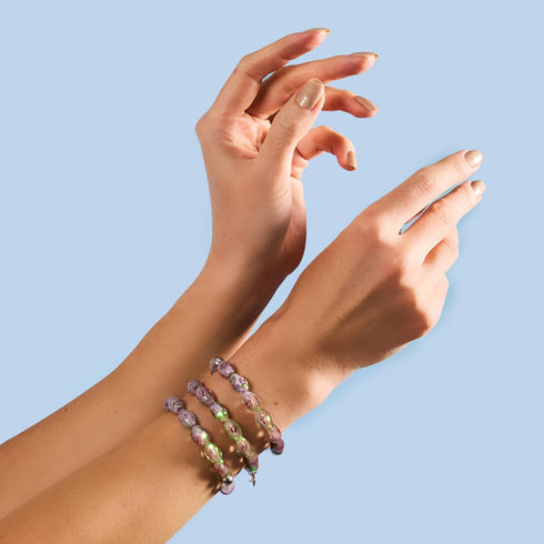 Bracelet de jardin en verre Firefly | Rose violette | Argent sterling 925