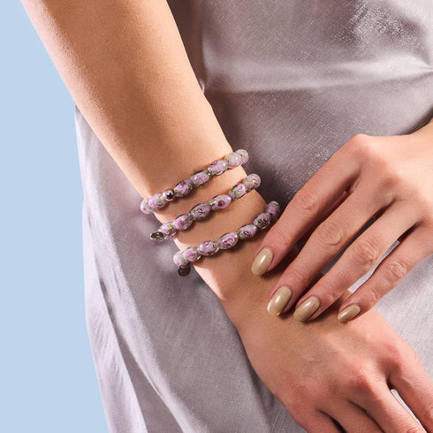 Bracelet de jardin en verre Firefly | Rose violette | Argent sterling 925