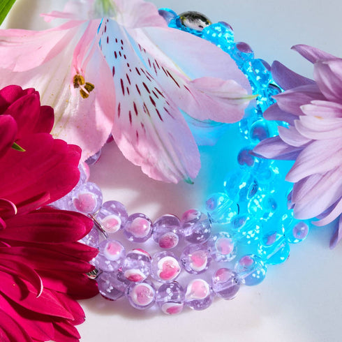 Bracelet Love en verre Firefly en argent sterling 925 violet x rose