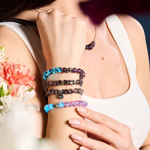 Bracelet Love en verre Firefly en argent sterling 925 violet x rose