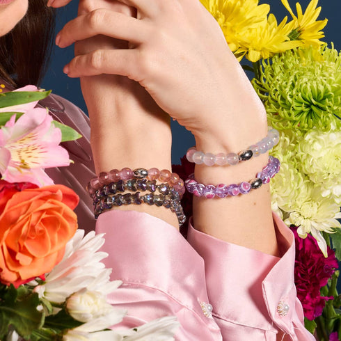 Bracelet Love en verre Firefly en argent sterling 925 violet x rose
