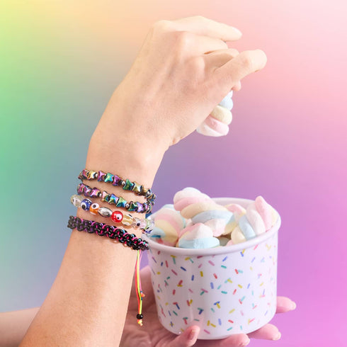 Arc-en-ciel | Argent sterling 925 | Bracelet mauvais œil en verre Firefly