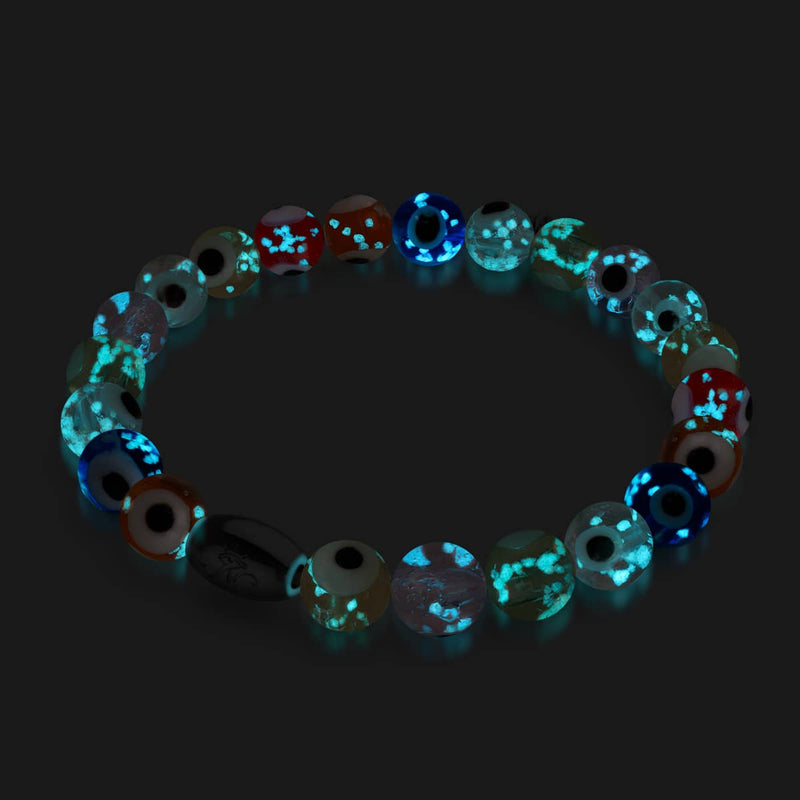 Arc-en-ciel | Argent sterling 925 | Bracelet mauvais œil en verre Firefly