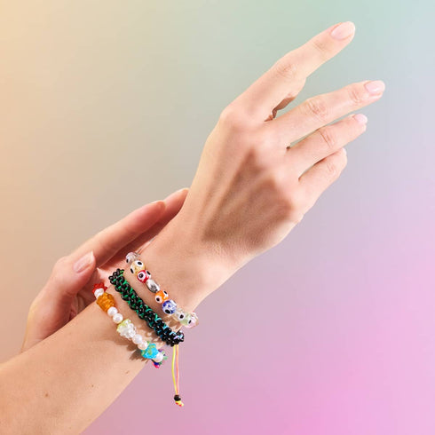 Arc-en-ciel | Argent sterling 925 | Bracelet mauvais œil en verre Firefly