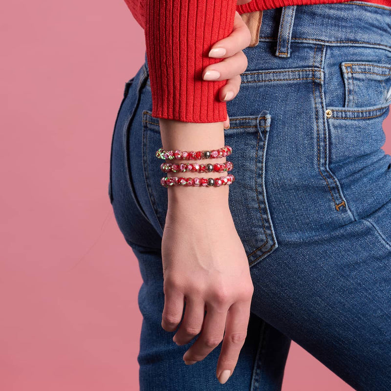 Roses rouges | Bracelet en diamants en verre Firefly 