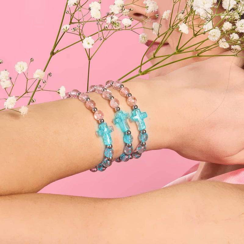 Eau de rose | Argent | Bracelet en verre Firefly Cross 