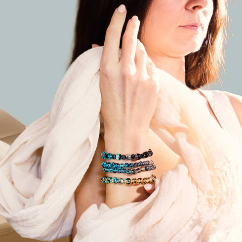 Sandstone Flame | Silver | Firefly Glass Macrame Bracelet