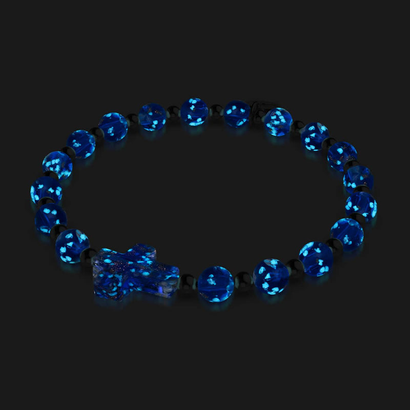 Saphir | Argent | Bracelet croix en verre Firefly 