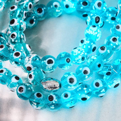 Bracelet mauvais œil en verre Firefly | Argent sterling 925 | Bleu sarcelle