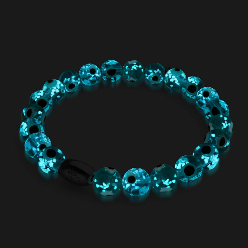 Bracelet mauvais œil en verre Firefly | Argent sterling 925 | Bleu sarcelle