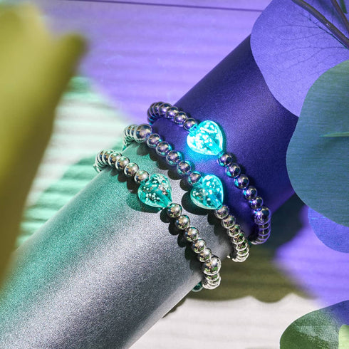 Bracelet Essence Coeurs en Verre Firefly | Teal 