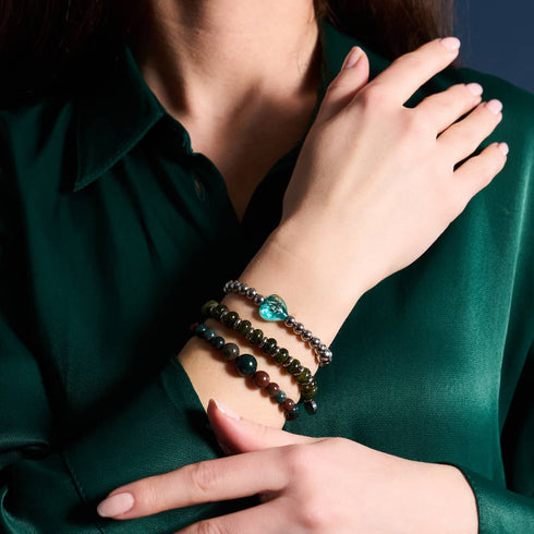 Bracelet Essence Coeurs en Verre Firefly | Teal 