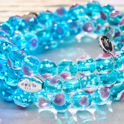 Bracelet Love en verre Firefly en argent sterling 925 bleu sarcelle x rose