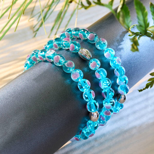 Bracelet Love en verre Firefly en argent sterling 925 bleu sarcelle x rose