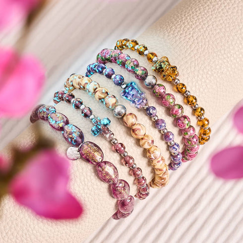 Bracelet tourbillon en verre Firefly | Prune velours | Caramel violet