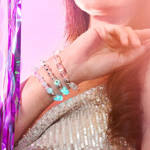 Bracelet mauvais œil en verre Firefly | Argent sterling 925 | Blanc