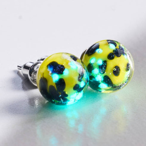 Boucles d'oreilles à tige en verre Firefly | Argent sterling 925 | Limoncello bleu 