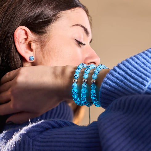 Boucles d'oreilles à tige en verre Firefly | Argent sterling 925 | Blue Seaspray 