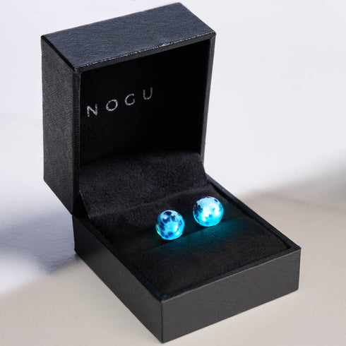 Boucles d'oreilles à tige en verre Firefly | Argent sterling 925 | Blue Seaspray 
