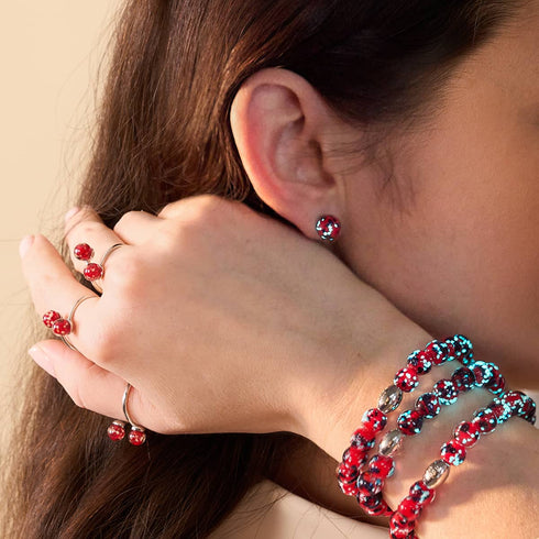 Feu et glace | Argent sterling 925 | Clous d'oreilles en verre Firefly 