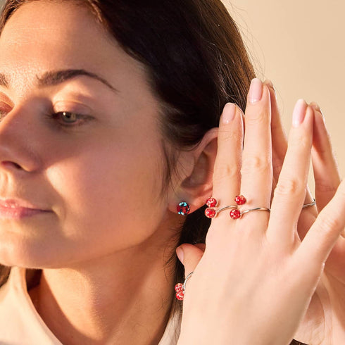 Feu et glace | Argent sterling 925 | Clous d'oreilles en verre Firefly 