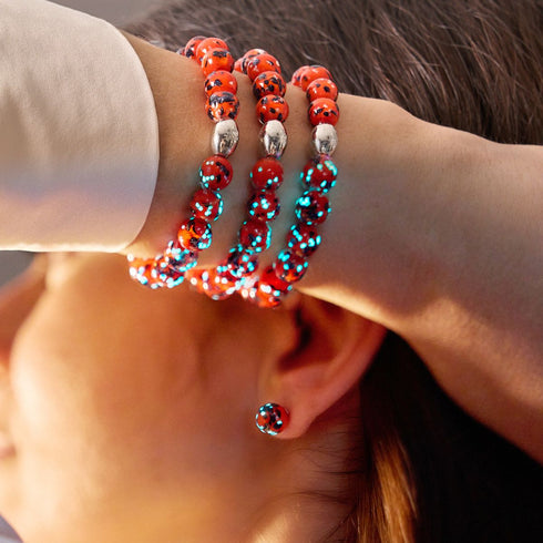 Glowing Ember | .925 Sterling Silver | Firefly Glass Stud Earrings