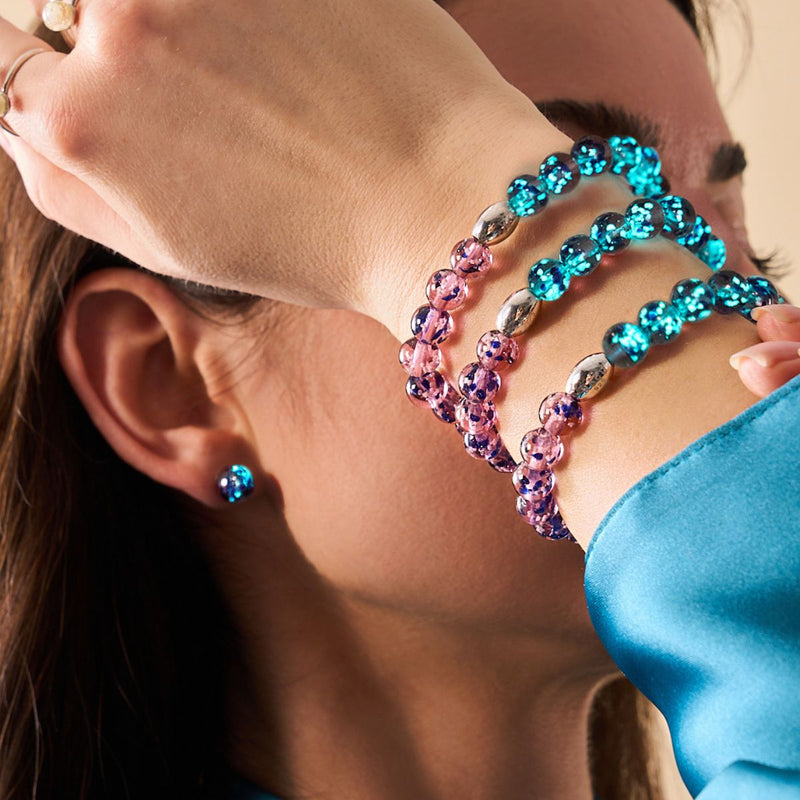 Purple Elixir | Argent sterling 925 | Clous d'oreilles en verre Firefly 