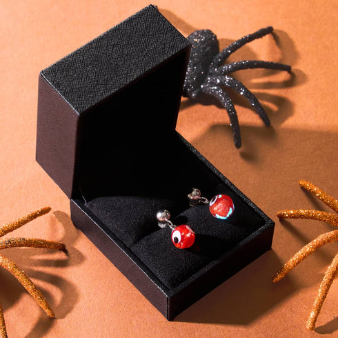 Boucles d'oreilles à tige en forme de goutte d'eau en verre Firefly en argent sterling 925 rouge 