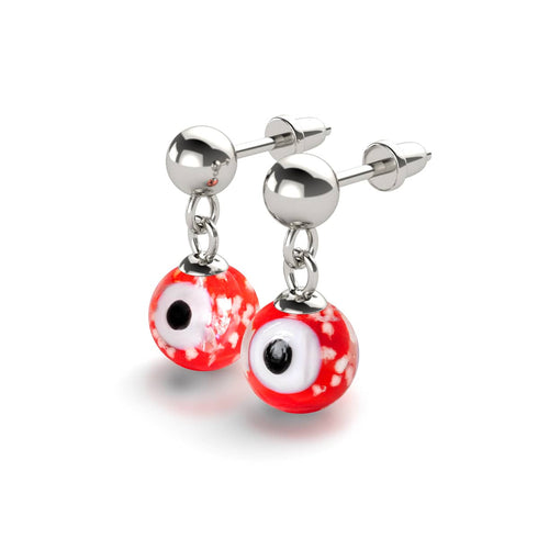 Boucles d'oreilles à tige en forme de goutte d'eau en verre Firefly en argent sterling 925 rouge 
