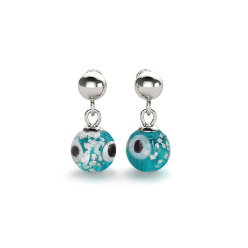 Boucles d'oreilles à tige en forme de goutte d'eau en verre Firefly Evil Eye en argent sterling 925 