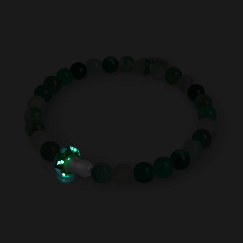 Green Agate | .925 Sterling Silver | Firefly Glass Mushroom Gemstone Bracelet