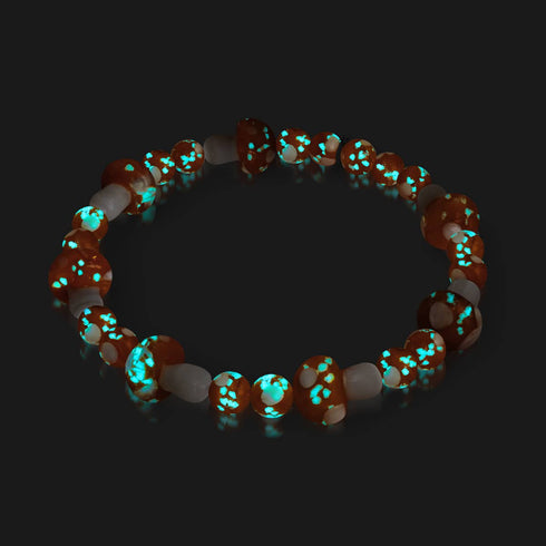 Orange | .925 Sterling Silver | Deluxe Firefly Glass Mushroom Bracelet