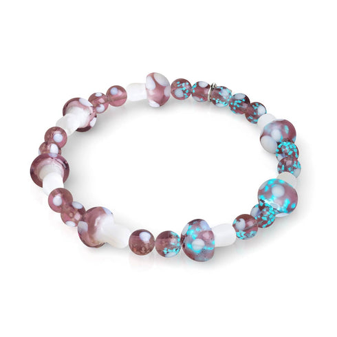 Prune | Argent sterling 925 | Bracelet de luxe en forme de champignon en verre Firefly 