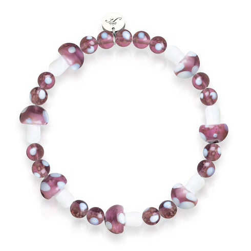Prune | Argent sterling 925 | Bracelet de luxe en forme de champignon en verre Firefly 