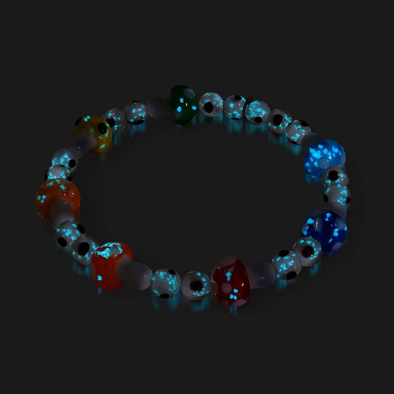 Arc-en-ciel | Argent sterling 925 | Bracelet de luxe en forme de champignon en verre Firefly 