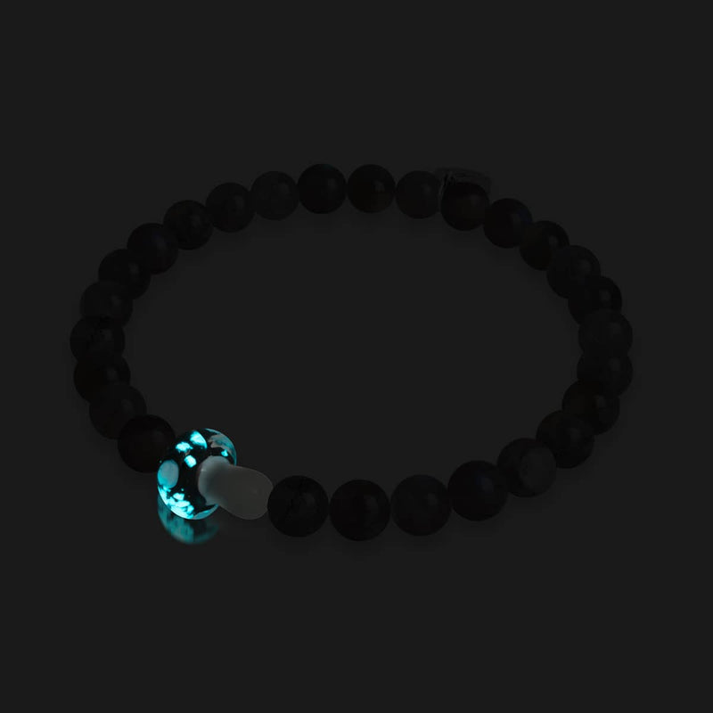 Bracelet en argent sterling 925 et en spectrolite avec pierre précieuse en forme de champignon en verre Firefly 