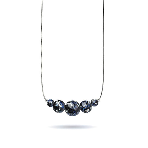 Collier avec fermoir infini en verre Firefly | Argent sterling 925 | Noir absolu 