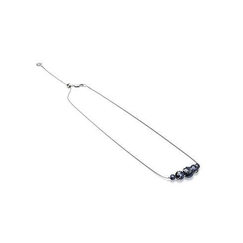 Collier avec fermoir infini en verre Firefly | Argent sterling 925 | Noir absolu 