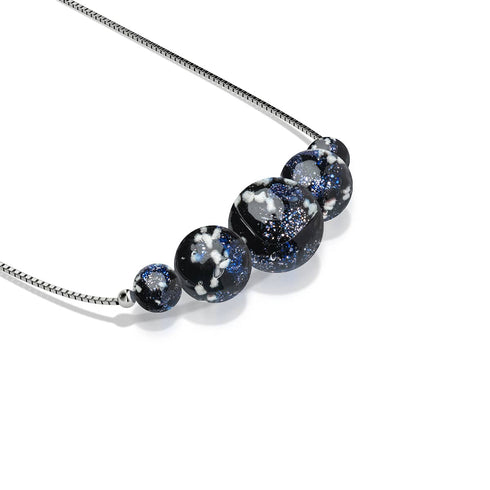 Collier avec fermoir infini en verre Firefly | Argent sterling 925 | Noir absolu 