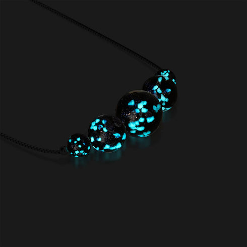Collier avec fermoir infini en verre Firefly | Argent sterling 925 | Noir absolu 