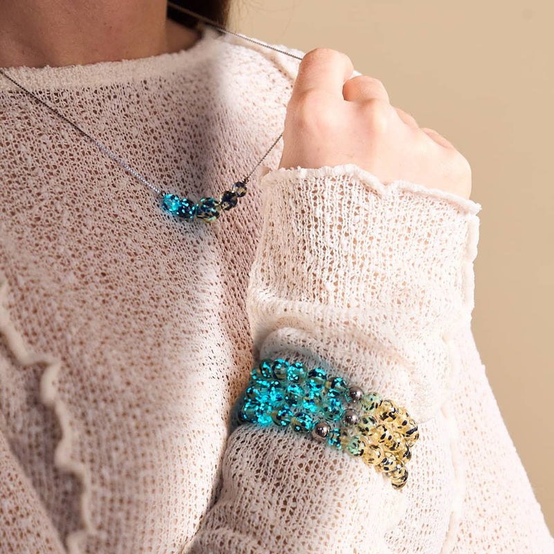 Collier avec fermoir infini en verre Firefly | Argent sterling 925 | Flamme en grès 