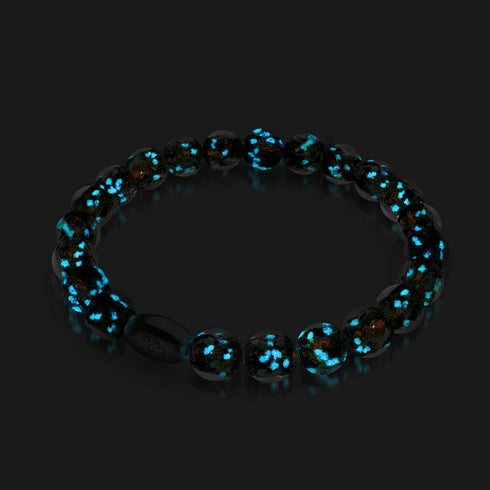 Bracelet en verre avec feu d'artifice | Argent sterling 925 | Néon noir