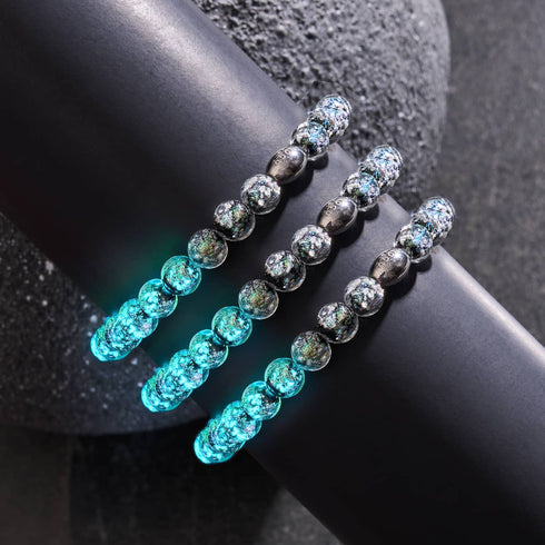 Bracelet en verre avec feu d'artifice | Argent sterling 925 | Néon noir