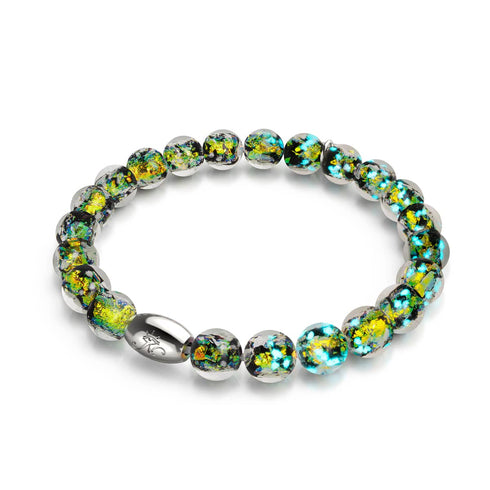 Bracelet en verre avec feu d'artifice | Argent sterling 925 | Néon noir