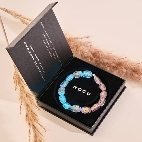 Pink Pony Club | Argent sterling 925 | Bracelet galet en verre Firework