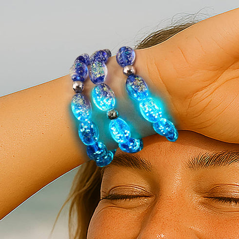 Sapphire Blaze | .925 Sterling Silver | Firework Glass Pebble Bracelet