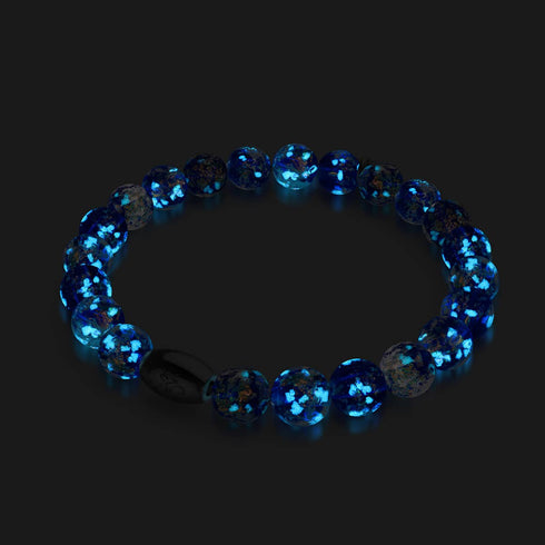 Bracelet en verre avec éclat de tanzanite | Argent sterling 925 | Feu d'artifice
