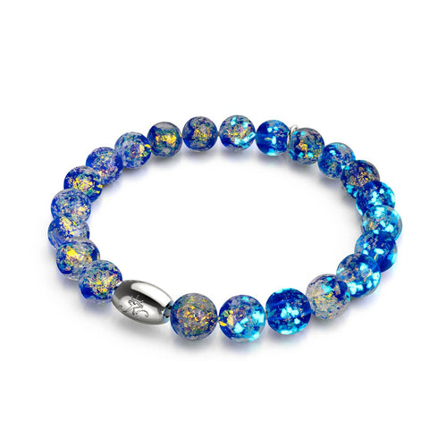 Bracelet en verre avec éclat de tanzanite | Argent sterling 925 | Feu d'artifice