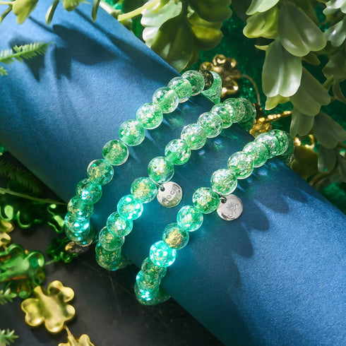 Bracelet en verre feu d'artifice en argent sterling 925 | Éclat verdoyant