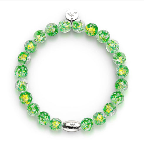 Bracelet en verre feu d'artifice en argent sterling 925 | Éclat verdoyant